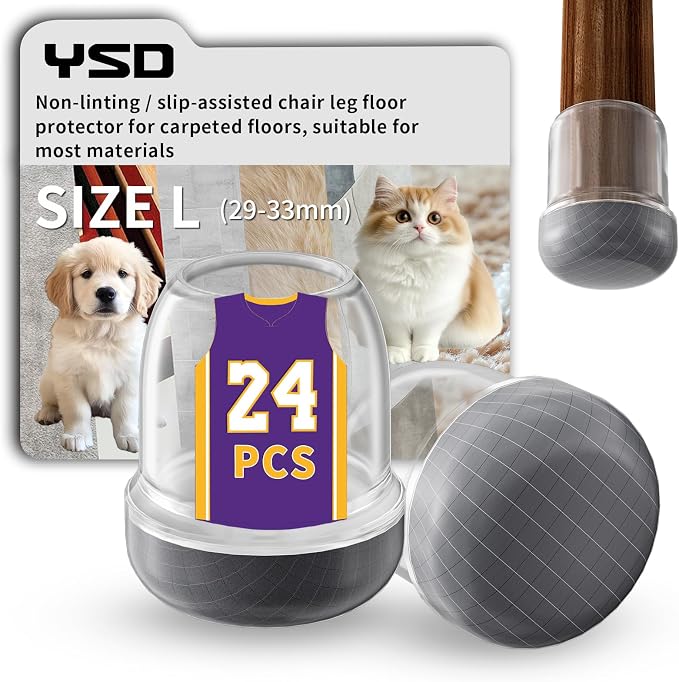 YSD 1.25Inch 24 Pcs Silicone Chair Leg Floor Protectors, Hair and dust by Unknown