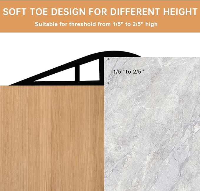 Vinyl Door Threshold Flooring Transition Strip Self Adhesive Carpet Edging Strip for Laminate Doorway Edge Threshold from 1/5" to 2/5" (Light Brown Wood Grain, 6.6 Ft)