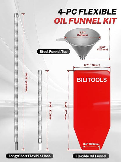 BILITOOLS 4pc Oil Change Kit, Spill-Free Steel System - Image 2