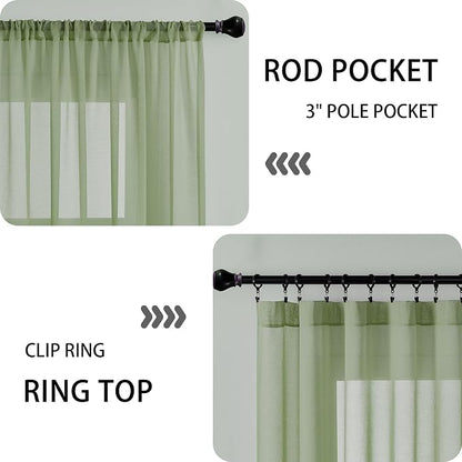 Tollpiz Sheer Door Curtains Closet Linen Textured Curtains Sheer Doorway Light - Image 5