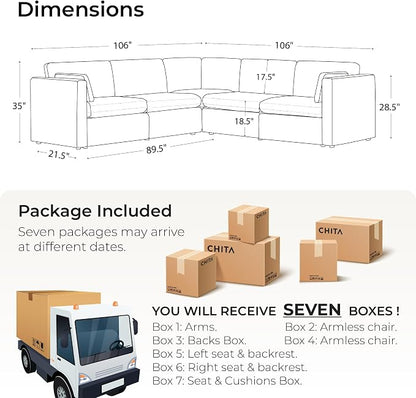 CHITA Oversized Corner Modular Sectional Fabric Sofa Set, FSC Certified Extra - Image 2
