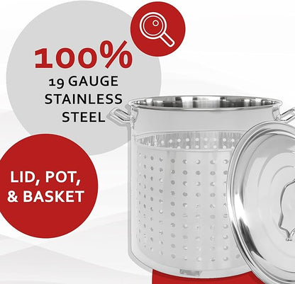 CONCORD Stainless Steel Stock Pot w/Steamer Basket. Cookware great - Image 4