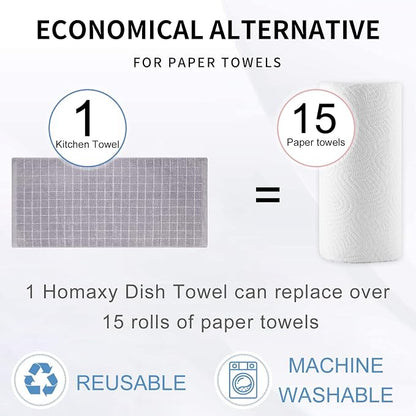 Homaxy 100% Cotton Terry Kitchen Towels, Checkered Designed, Soft and Super - Image 9