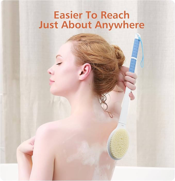Shower Brush with Soft and Stiff Bristles, 20.5" Extra Long Handle Dual-Sided - Image 6