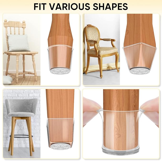 BALEINE 24 Pack Silicone Chair Leg Floor Protectors, Stool Leg Protectors Cap - Image 7