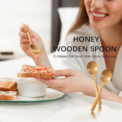 6 PCS Wooden Spoons for Honey, 6.7 inch Small Wooden Spoons - Image 2