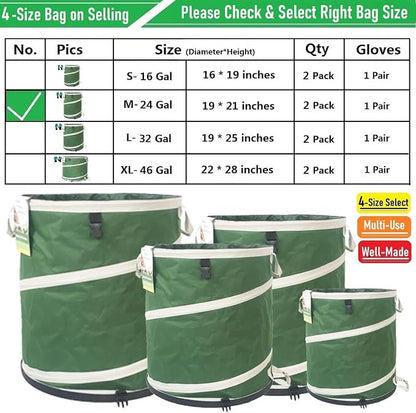 2-Pack 24 Gallon Collapsible Trash Can Solid Bottom - Image 9