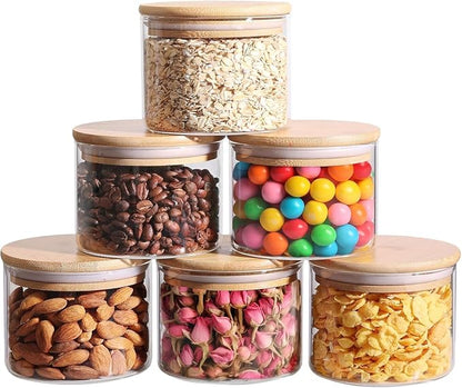 ComSaf 0.5 Qt Glass Food Storage Jars Set of 6, Pantry Organization Jar by ComSaf