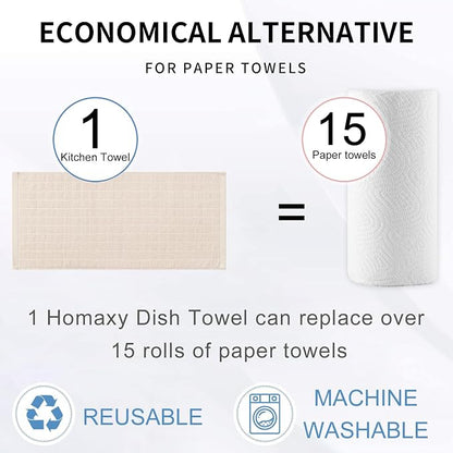 Homaxy 100% Cotton Terry Kitchen Towels, Checkered Designed, Soft and Super - Image 6