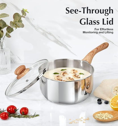 KOCH SYSTEME CS Stainless Steel Saucepan 6PCS, Stainless Steel Pot 1.5QT & 2QT - Image 5