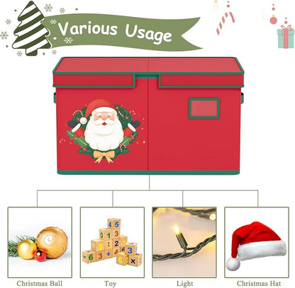 Christmas Ornament Storage Box Red Christmas Decoration Storage Containers 600D - Image 7
