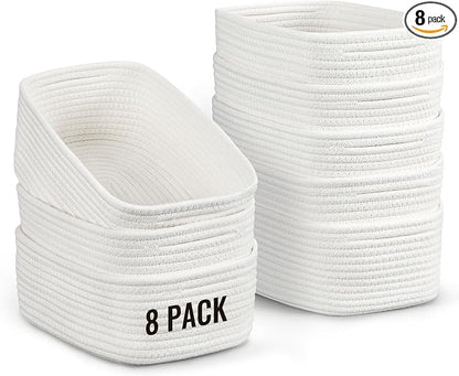 8 Pack Small Storage Baskets for Organizing, Woven Rope Bins for Bathroom by Unknown