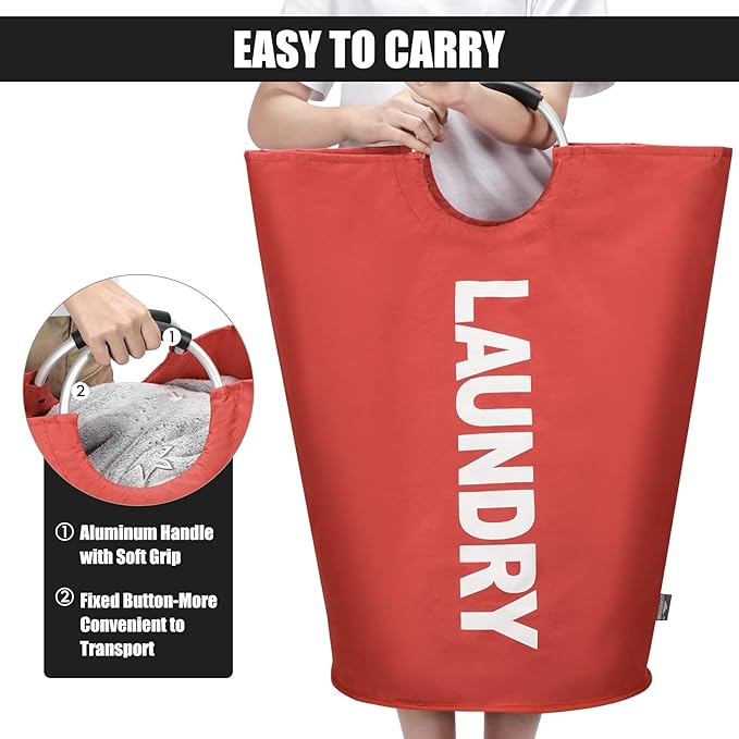 DOKEHOM 125L X-Large Collapsible Washing Laundry Basket Bag (7 Colors) for Bedroom, Fabric (Red, XL)