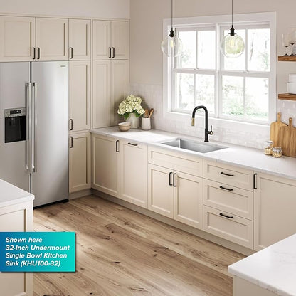 Kraus Kitchen Sinks Undermount - 32 Inch Stainless Steel Kitchen Sink, 60/40 Double Bowl, 16 Gauge, Model KHU103-32