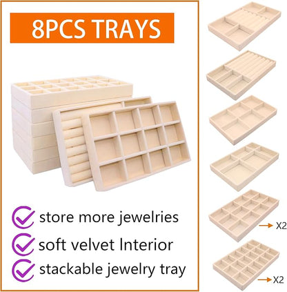 Jewelry Organizer Drawer 8 Set Jewelry Boxes Velvet Jewelry Drawer Organizer - Image 4