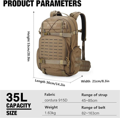 Mardingtop 35L Molle Tactical Military Backpack for Men，Cordura Backpack for Hiking,Camping,Survival