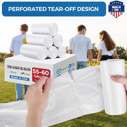Fuxury 55-60 Gallon Heavy Duty Trash Bags, 23 Mic Thick, 38x58 in, Star-Seal - Image 5