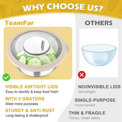 TeamFar Mixing Bowls, For Kitchen Mixing/Baking/Storing/Prepping, Visible & - Image 6