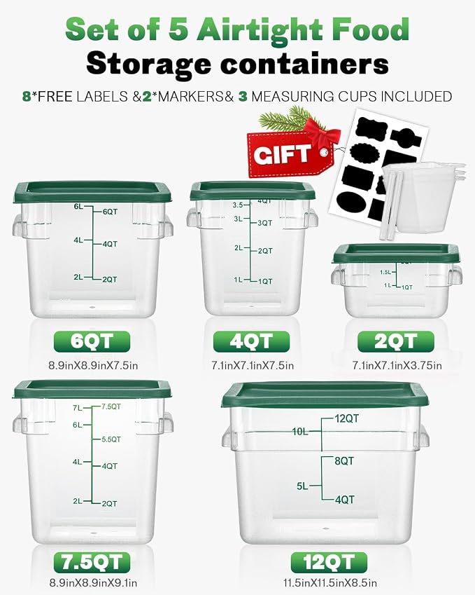 12QT NSF Food Storage Containers: 6PCS Commercial Clear Food Storage Containers - Image 8