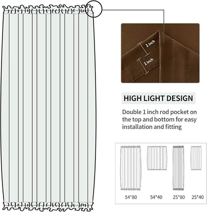DWCN French Door Curtains – Rod Pocket Thermal Blackout Curtain - Image 3