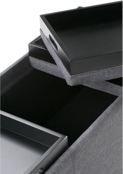SIMPLIHOME Avalon 42 Inch Wide Contemporary Rectangle Storage Ottoman in Slate - Image 5