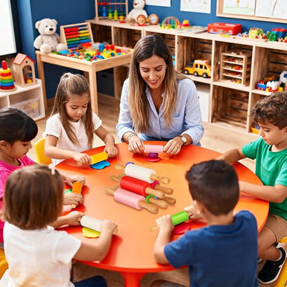 Mini Silicone Rolling Pin for Kids, Non-stick Surface Wood Handle, 9 Inch 4 Pack - Image 7