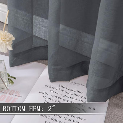 Tollpiz Sheer Curtain Linen Textured Living Room Curtains Sheer Light Filtering - Image 4