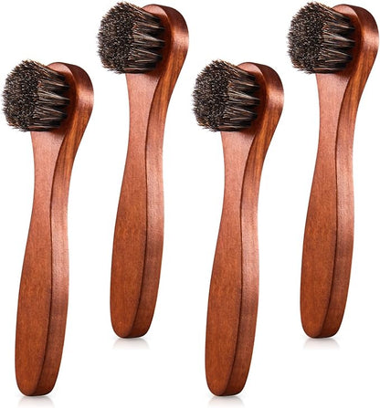 4 Pcs Horsehair Shine Shoes Brush Kit Polish Dauber Applicators Cleaning by ZJoey