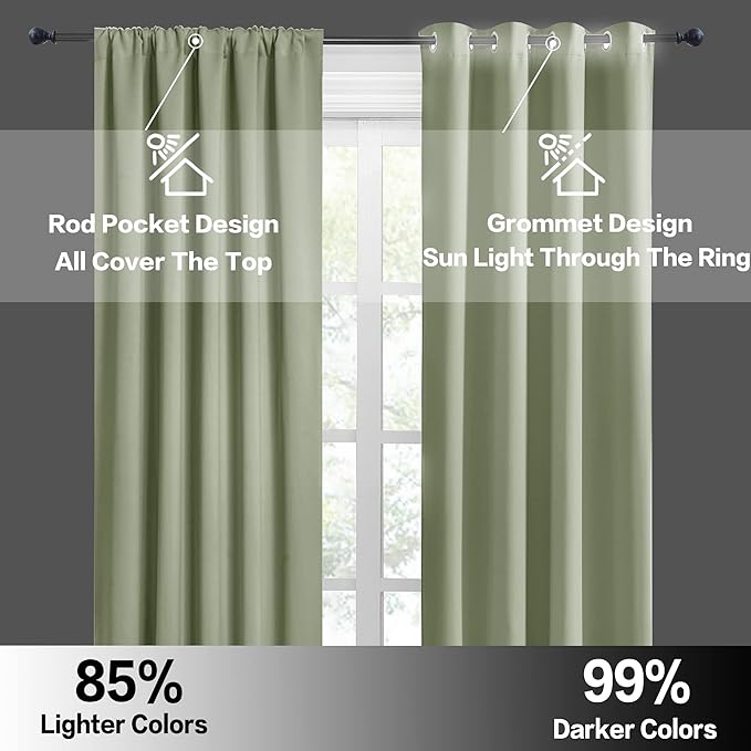 RYB HOME 84 inches Green Curtains - Image 5