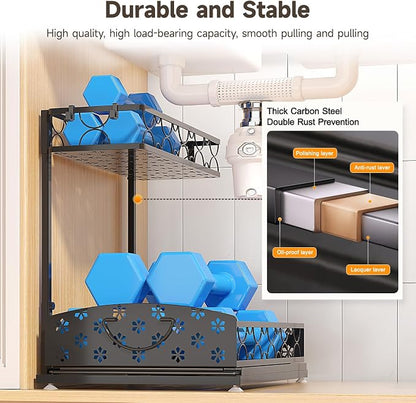 Sevenblue 2 Packs Under Sink Organizer, Height Adjustable 2 Tier Under Kitchen - Image 5