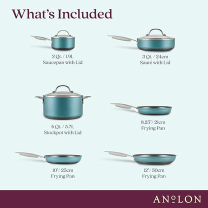 Anolon Achieve Hard Anodized Nonstick Cookware Pots and Pans Set, 9 Piece - Image 3