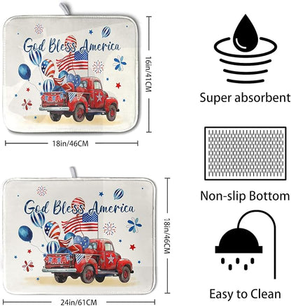 4th of July Drying Mat for Kitchen Counter 18 x 24 Inch US Independence Day - Image 2