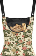 Floral Clothes Pin Hanging Bag with Hanging Rope 14.5 X 12 Inch Clothespin Bag for Clothes Pins and Clothespins - Heavy Duty Outdoor Use