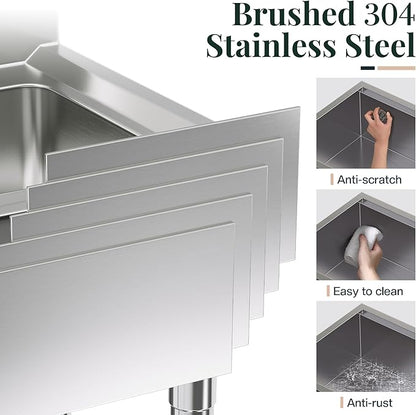 44.3-Inch Undermount Kitchen Sink Workstation, 16 Gauge 304 Stainless Steel Single Bowl Kitchen Sink with Cutting Board, Drying Rack, Roll-Up Rack and Drain Assembly