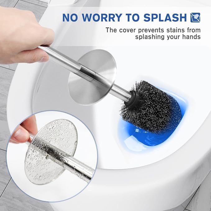 Toilet Brush and Holder, 2 Pack Toilet Brush Stainless Steel, Toilet Bowl Brush - Image 4