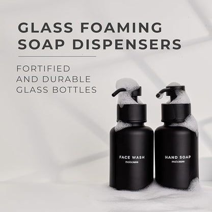 MaisoNovo Glass Foaming Soap Dispenser 14 Oz | Black Glass Black Pumps x 2 - Image 2