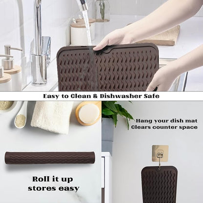 ZLR Silicone Dish Drying Mat for Kitchen Counter, Eco-Friendly Fast Dry Dish Mat - Image 4