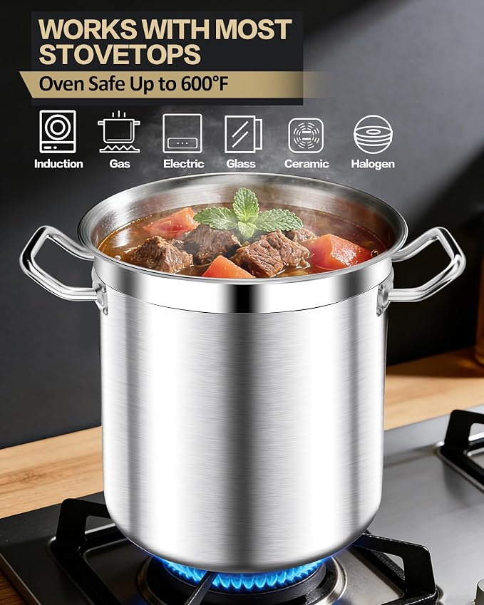 STOCKPOT Extra-Large Stainless Steel Stock Pot – Commercial Heavy Duty Soup Pot - Image 2