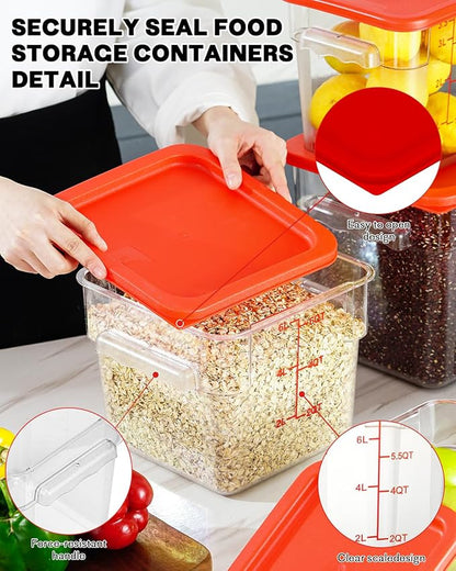 8QT NSF Food Storage Containers: 8 PCS Commercial Clear Square Food Storage - Image 8