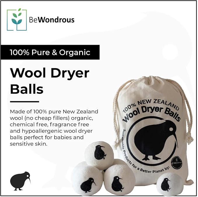 Wool Dryer Balls XL, 100% New Zealand Organic Wool - Image 5