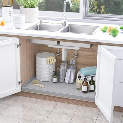 SIKADEER Under Sink Mat Waterproof 34" x 22", Silicone Mat Kitchen Drawer Shelf - Image 6