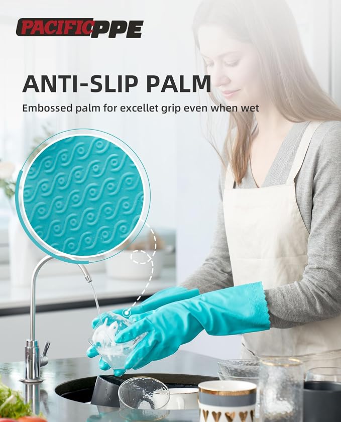 PACIFIC PPE 2 Pairs Reusable Dishwashing Cleaning Gloves - Image 3