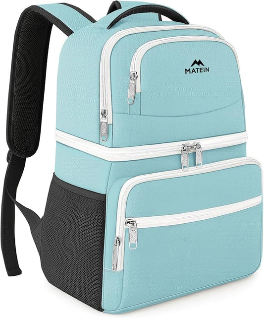 MATEIN Cooler Backpack, 26 Cans Insulated Lunch Backpack for Men Women, Leakproof Double Layer Lunch Cooler Bag Lightweight Soft Lunch Backpack with Cooler Compartment, Beach Camping Hiking Beer Gifts