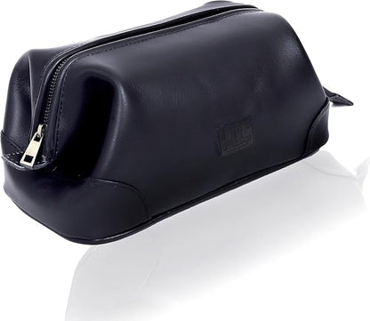 HLC Leather Toiletry Bag for Men Best Gift Premium Genuine Leather Dopp Kit Shaving Kit Organizer Travel Kit Pouch Bag for Men Large Size Black