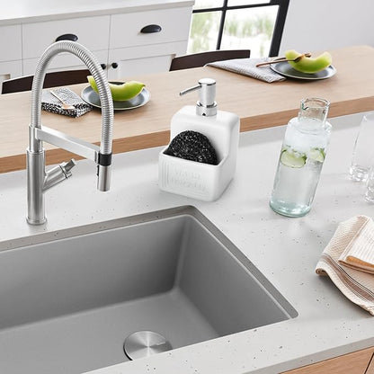 RQYIXI Soap Dispenser with Sponge Holder Ceramic Hand and Dish Soap Dispenser - Image 3