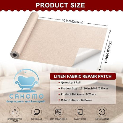 Linen Repair Tape 16x90 inch, Self Adhesive Fabric Patches, Linen Patch Tape Kit - Image 2