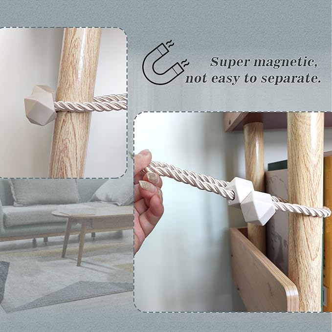 Hion Magnetic Curtain Tiebacks Beige 2pcs, Curtain Tiebacks Buckles Holdbacks Holders Hooks Clip for Home Bedroom Office Decorative Curtain