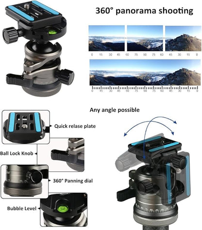 BONFOTO Portable Aluminum Alloy B674A Lightweight Camera Travel Tripod Monopod with Ball Head for DSLR (Bronze Grey)