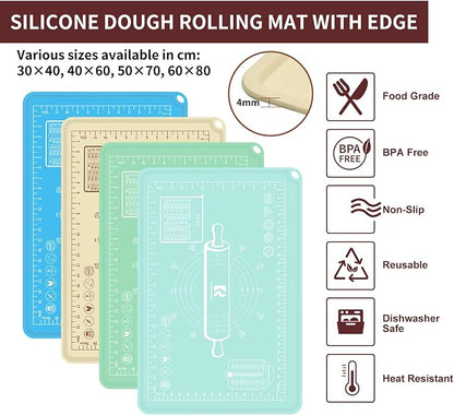Silicone Baking Mat 20"L x 28"W, Extra Thick Dough Rolling Pad - Image 5