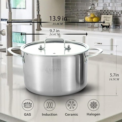 LOLYKITCH Tri-Ply Stainless Steel 5 QT Stock Pot - Image 7
